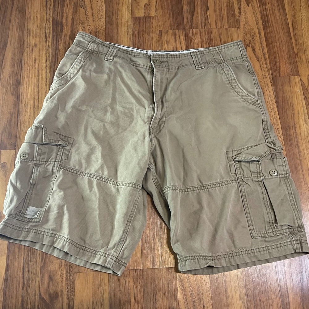 Signature Levi Strauss Mens 32 Cargo Shorts Khaki Tan Cotton Twill Relaxed Fit